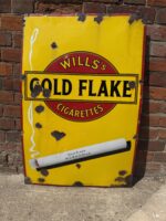 Vintage Enamel Advertising Sign – Wills’s Gold Flake Cigarettes – Original