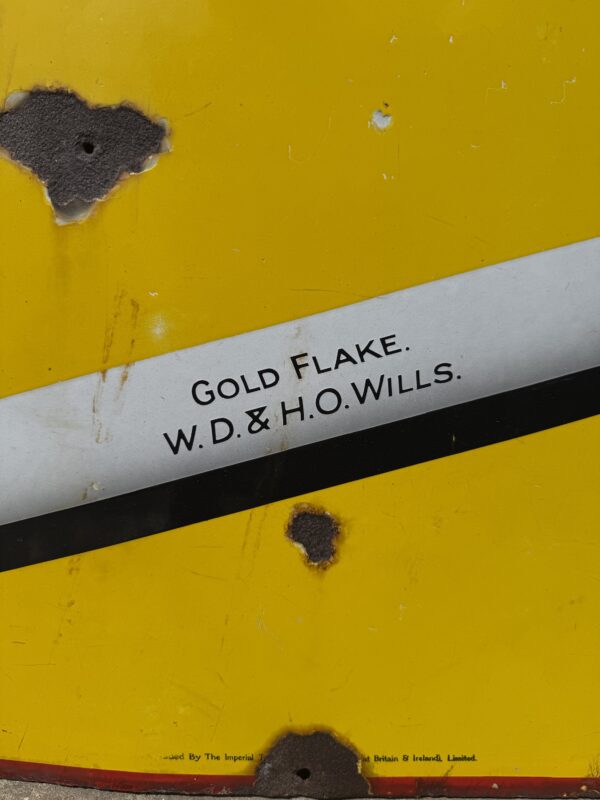 Vintage Enamel Advertising Sign – Wills’s Gold Flake Cigarettes – Original - Image 3