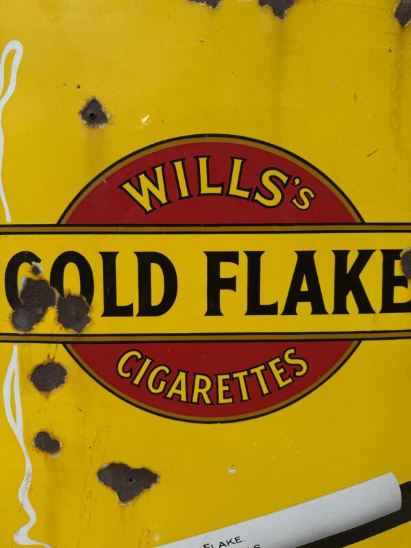 Vintage Enamel Advertising Sign – Wills’s Gold Flake Cigarettes – Original - Image 4
