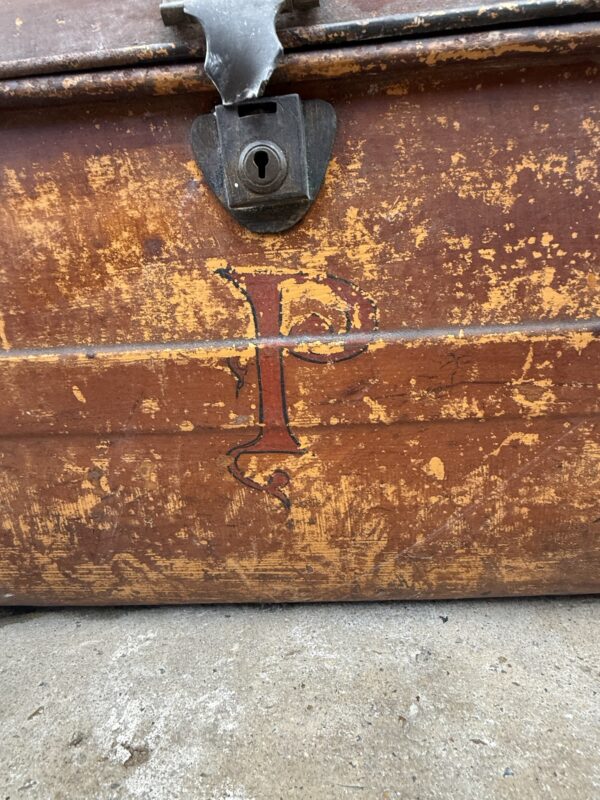 Vintage Painted Metal Chest / Trunk - Image 6