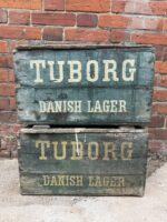Vintage Tuborg Danish Lager Wooden Crates – Set of 2