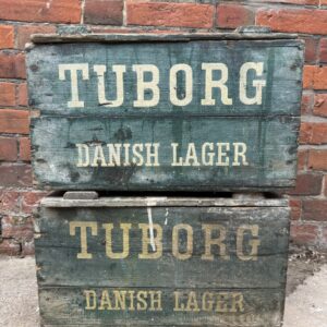 Vintage Tuborg Danish Lager Wooden Crates – Set of 2