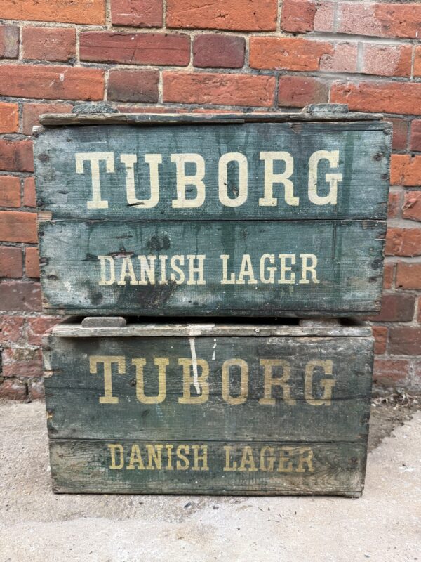 Vintage Tuborg Danish Lager Wooden Crates – Set of 2