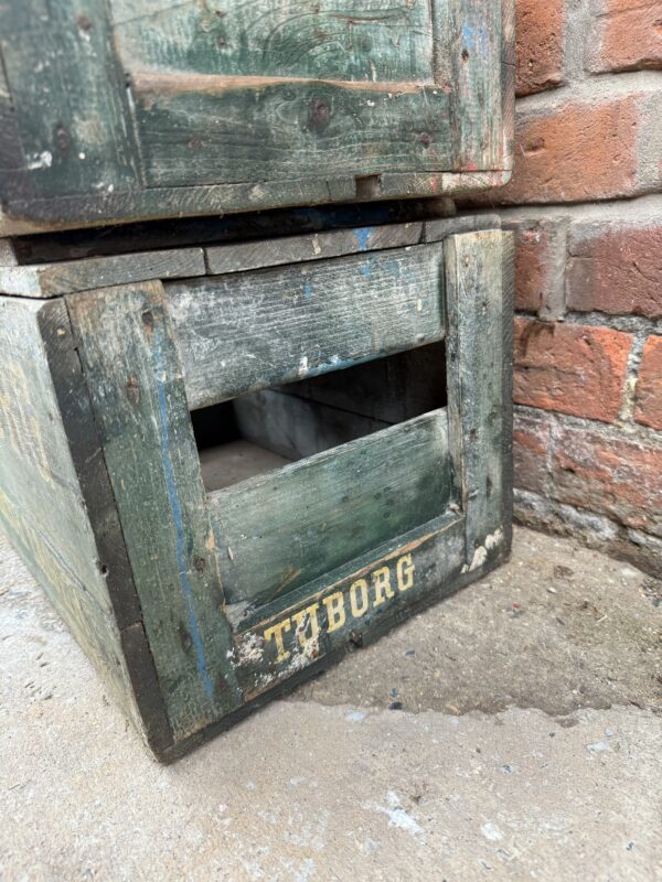 Vintage Tuborg Danish Lager Wooden Crates – Set of 2 - Image 2