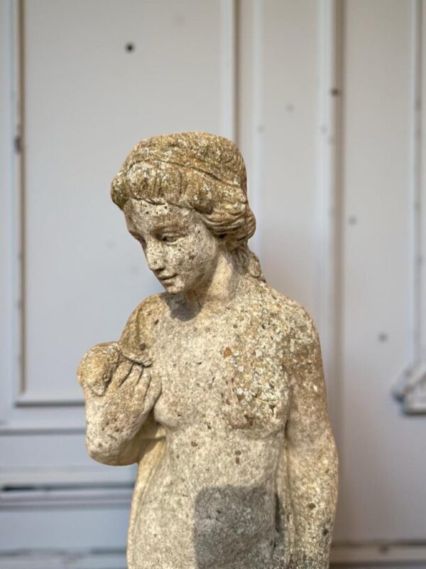 Vintage Cast Stone Garden Statue – Classical Female Figure - Image 2