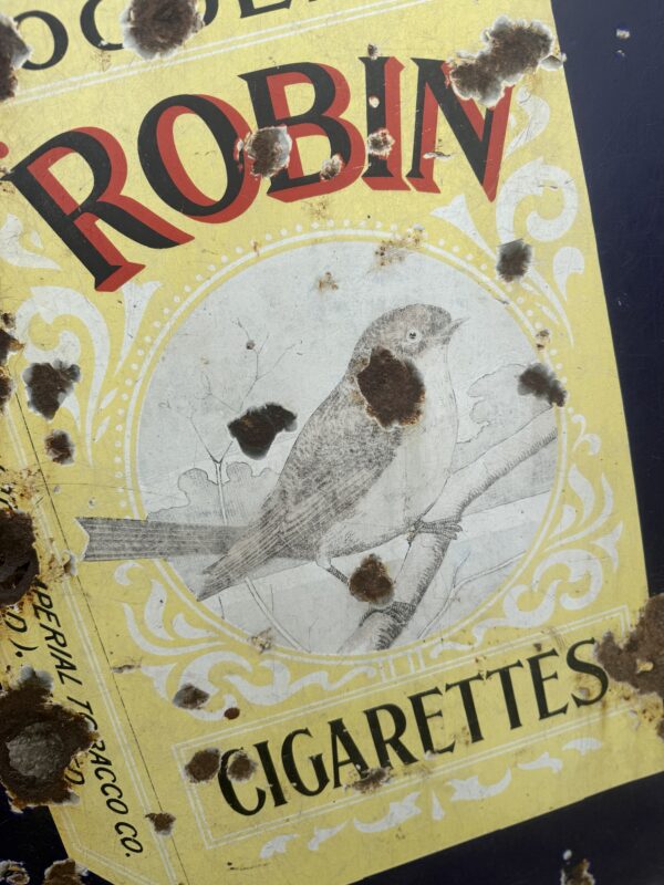 Antique Enamel Advertising Sign – “Smoke Robin Cigarettes” - Image 2