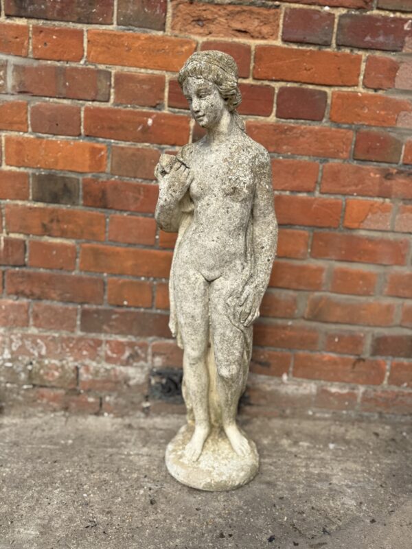 Vintage Cast Stone Garden Statue – Classical Female Figure - Image 2
