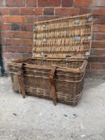 Vintage Wicker Picnic Hamper with Leather Straps